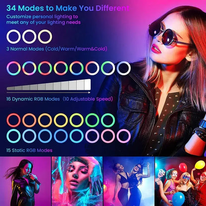 Professional Photography Ring Light RGB Tripod with Phone Holder