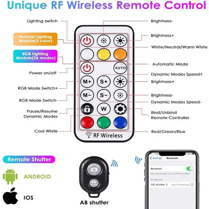 Professional Photography Ring Light RGB Tripod with Phone Holder